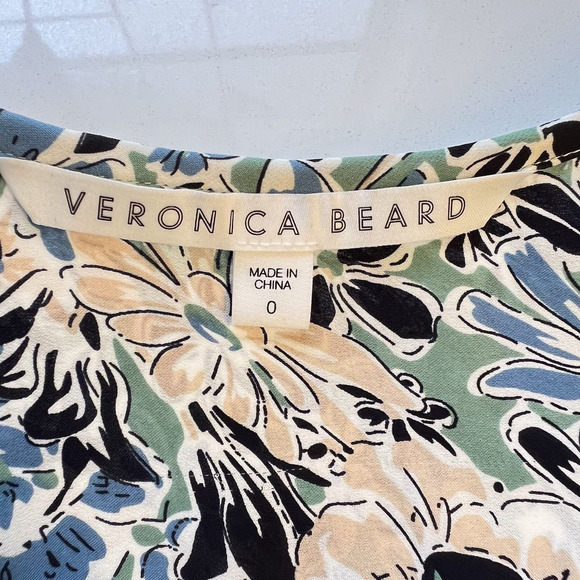Veronica Beard Riggins Floral Silk Button Front Shift Dress- Size 0 (XS) - Picture 7 of 13